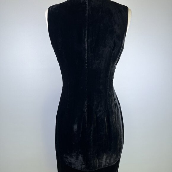 Banana Republic 90s Y2K Black Velvet Sheath Dress Silk Satin Trim Size 2 Office - Picture 6 of 9